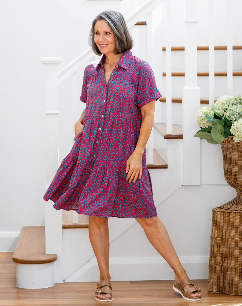 Sherry Shirt Dress - Melon Crush