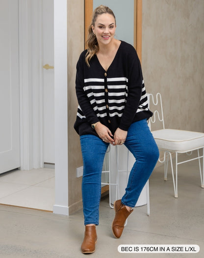 Chelsea Knit - Black White Stripe