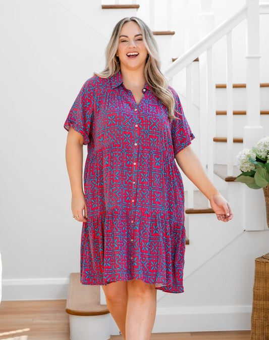 Sherry Shirt Dress - Melon Crush