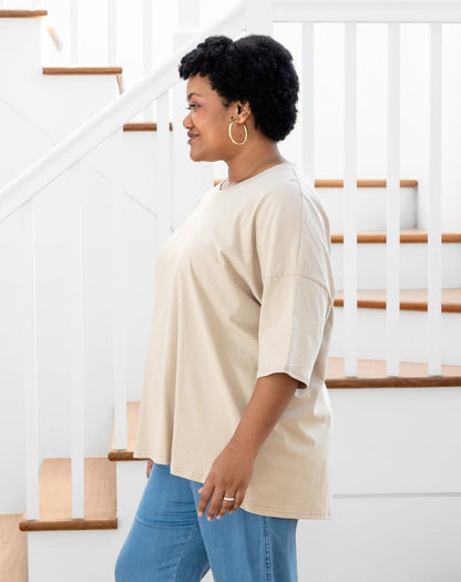 Classic Cotton Oversized Tee - Beige