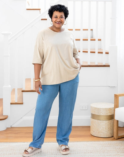 Classic Cotton Oversized Tee - Beige