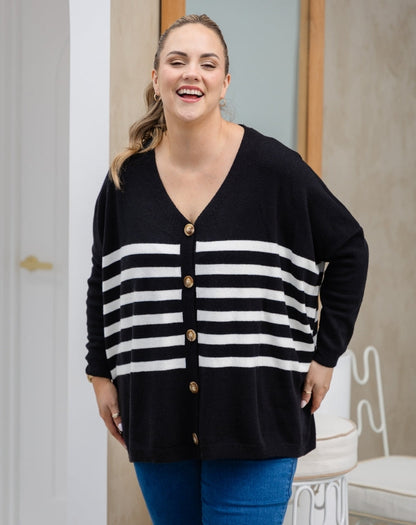 Chelsea Knit - Black White Stripe