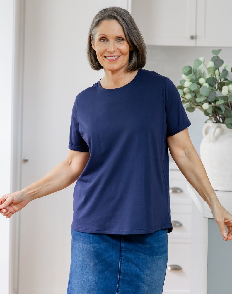 Cuff Tee - Navy