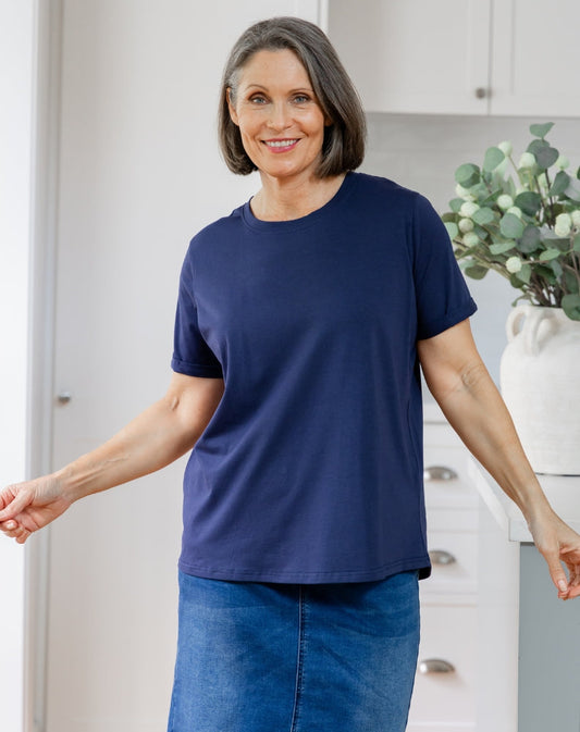 Cuff Tee - Navy
