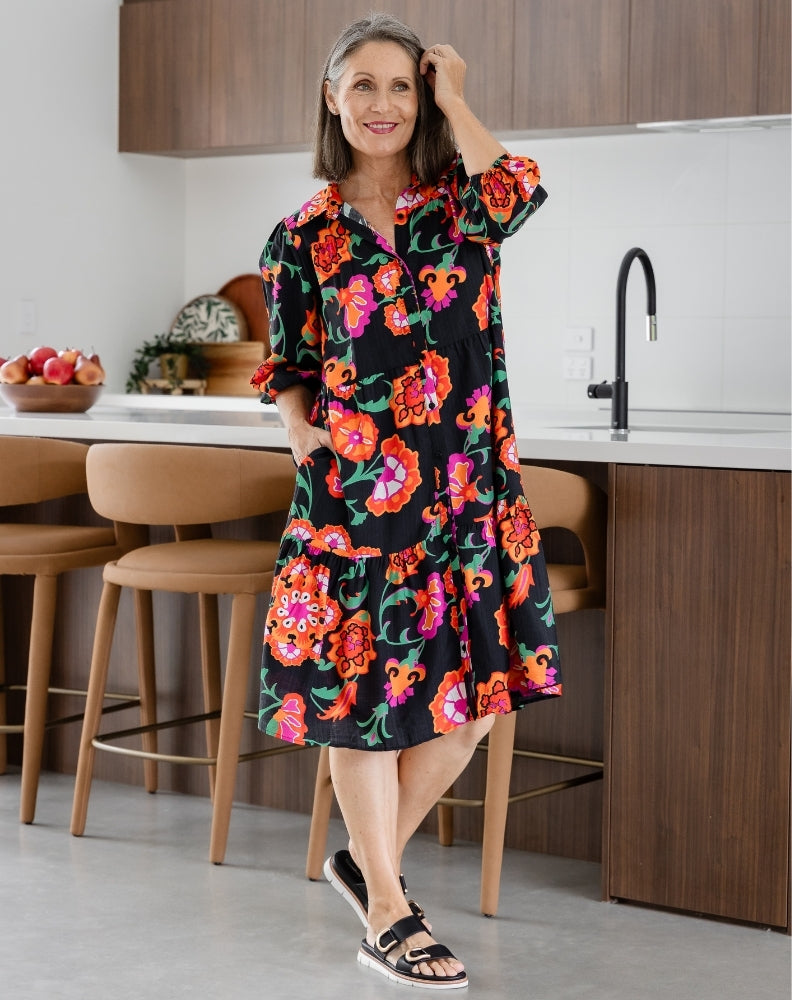 Carly Dress - Sunset Garden