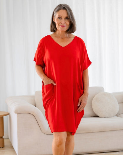 Pocket Dress - Red