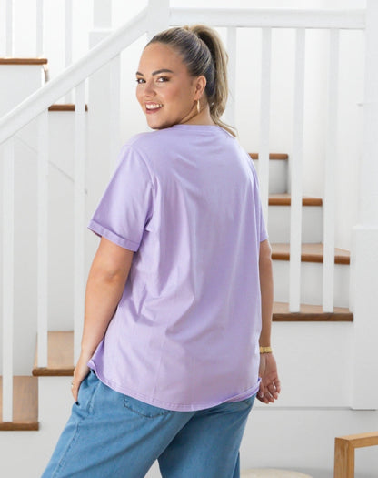 Star Sequin Tee - Lilac