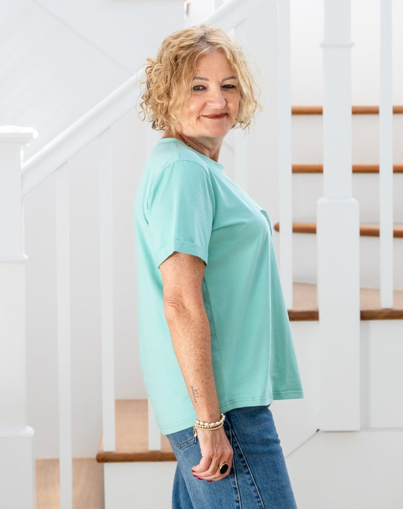 Star Sequin Tee - Mint