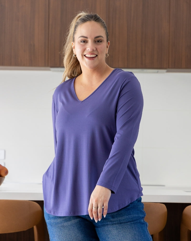 Laney V Neck Tee - Mauve