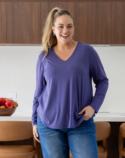 Laney V Neck Tee - Mauve