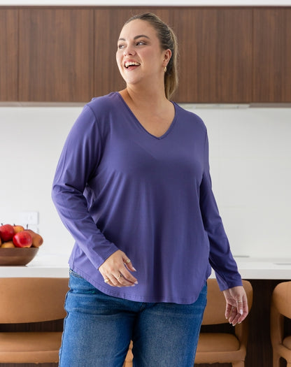 Laney V Neck Tee - Mauve