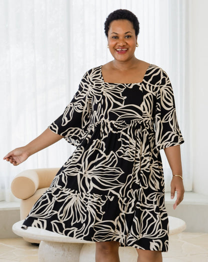 Alana Dress - Midnight Palm