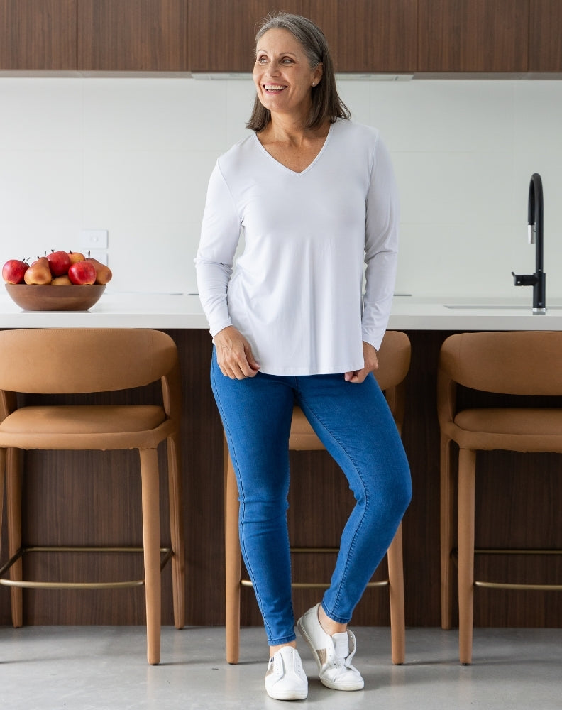 Laney V Neck Tee - White