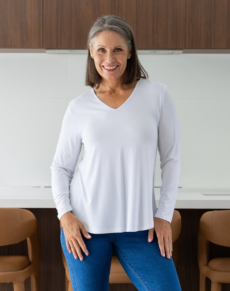 Laney V Neck Tee - White