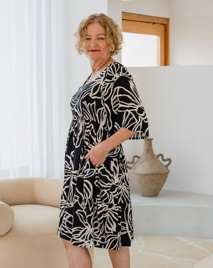 Alana Dress - Midnight Palm