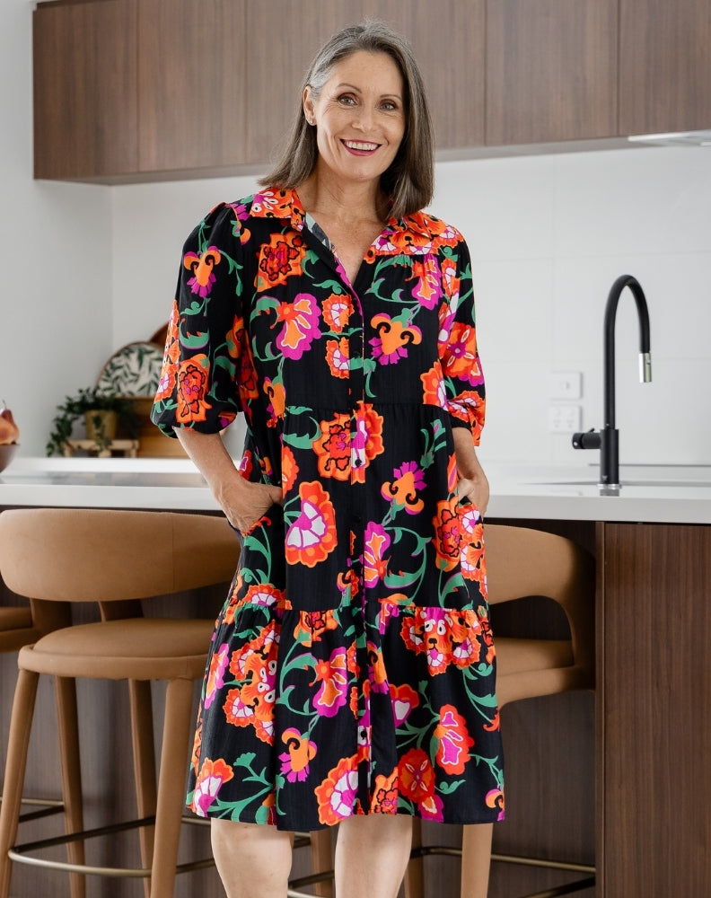 Carly Dress - Sunset Garden