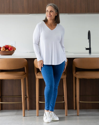 Laney V Neck Tee - White