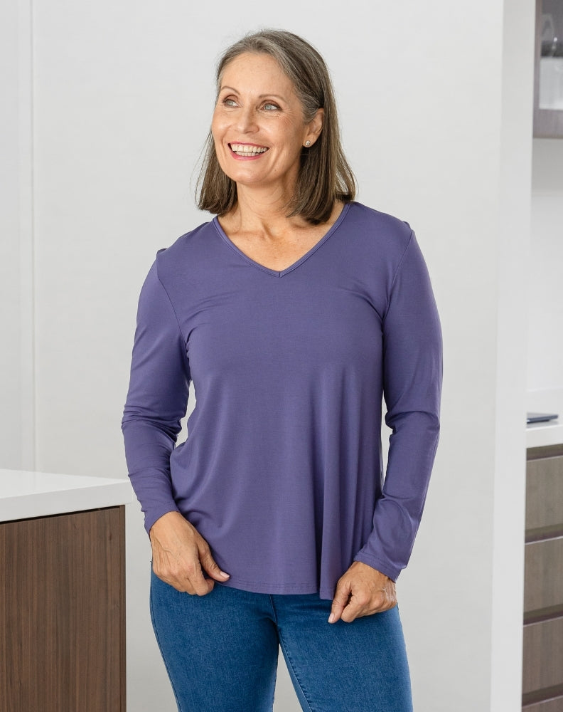 Laney V Neck Tee - Mauve