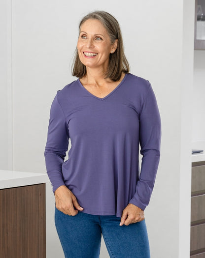 Laney V Neck Tee - Mauve