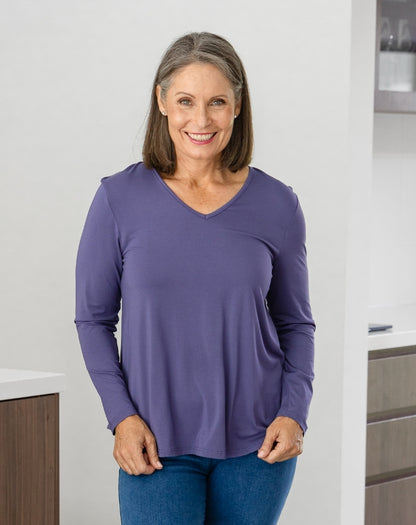 Laney V Neck Tee - Mauve