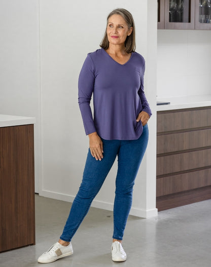 Laney V Neck Tee - Mauve