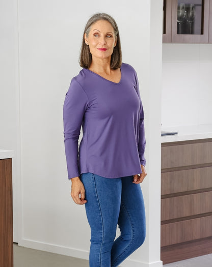 Laney V Neck Tee - Mauve