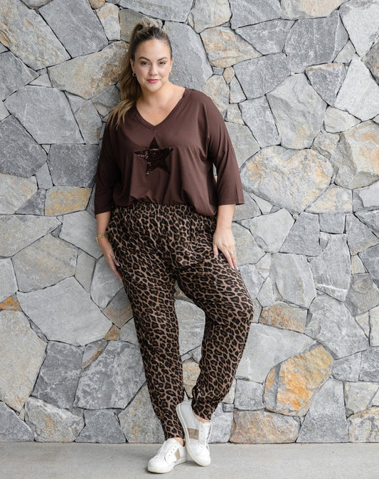 Lounge Pant - Brown Leopard