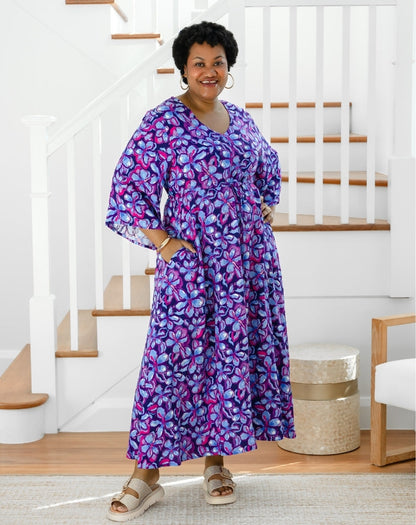 Zoe Dress With Pockets - Violet Blossom