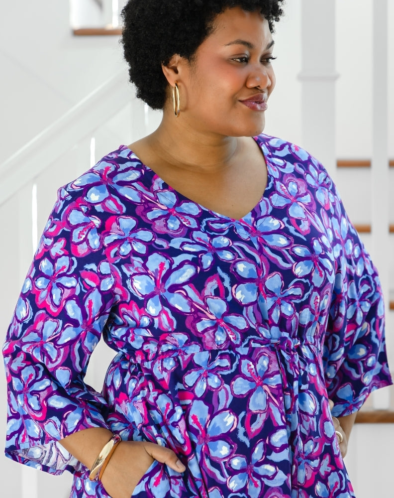 Zoe Dress With Pockets - Violet Blossom