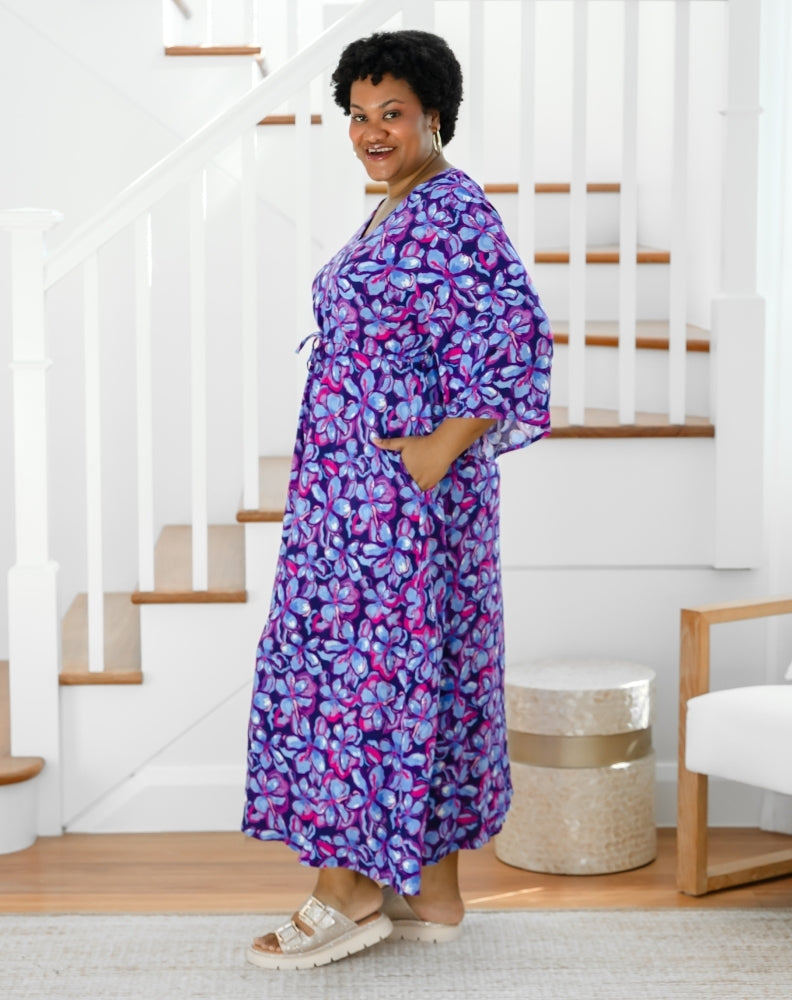 Zoe Dress With Pockets - Violet Blossom
