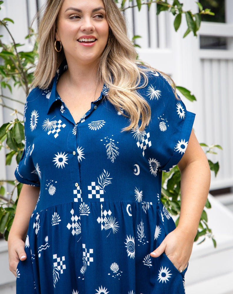 Elsie Dress - Blue Shells