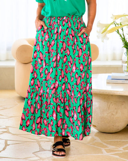 Danielle Maxi Skirt - Christmas Leopard