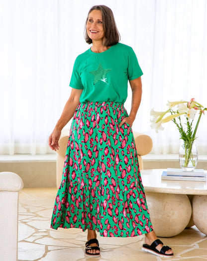 Danielle Maxi Skirt - Christmas Leopard