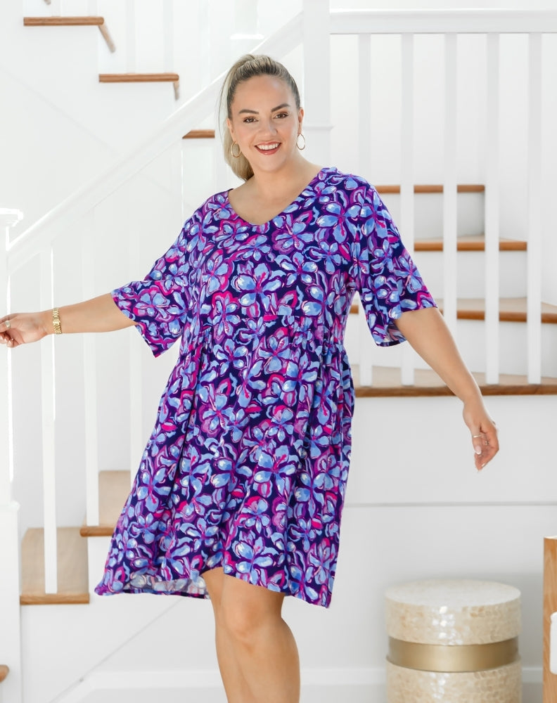 Babydoll Dress - Violet Blossom