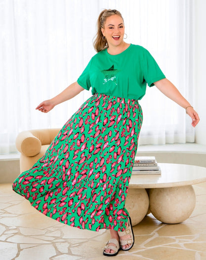 Danielle Maxi Skirt - Christmas Leopard