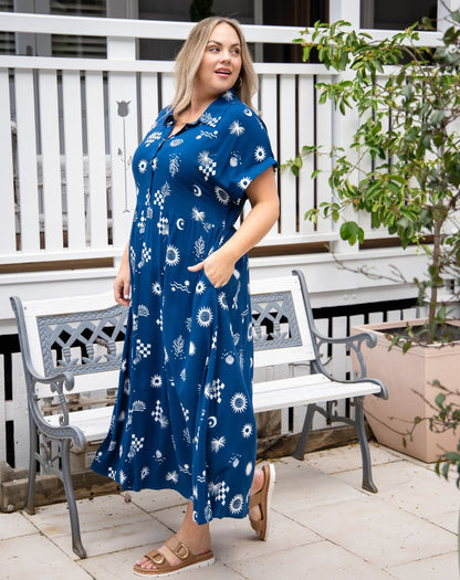Elsie Dress - Blue Shells