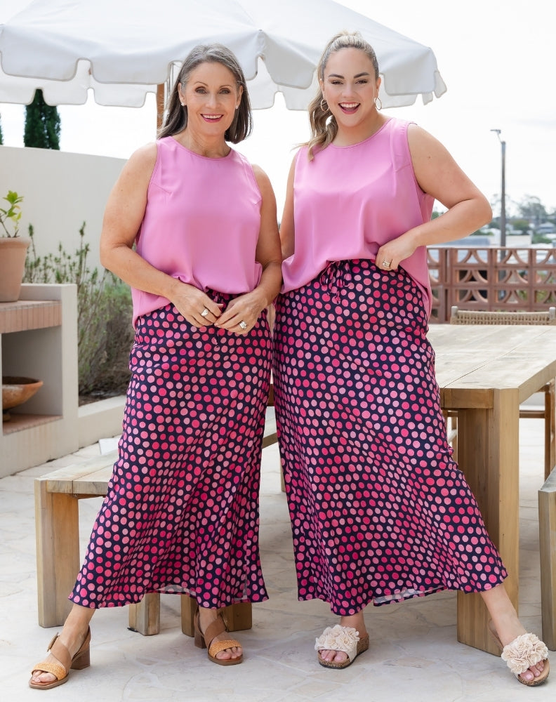 Chloe Bias Skirt - Navy Spot