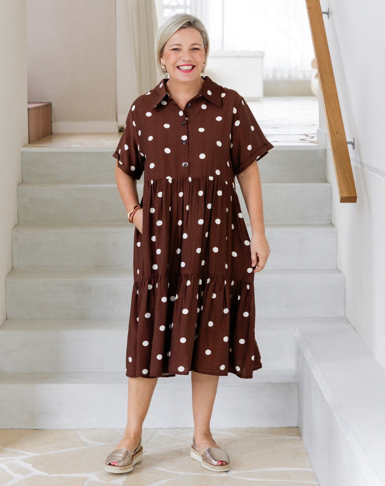 Amelia Dress - Chocolate Spot