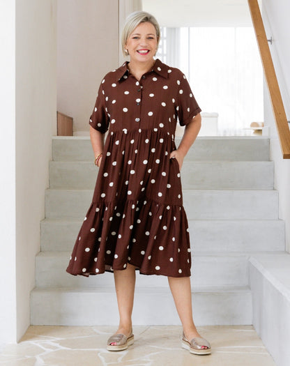 Amelia Dress - Chocolate Spot
