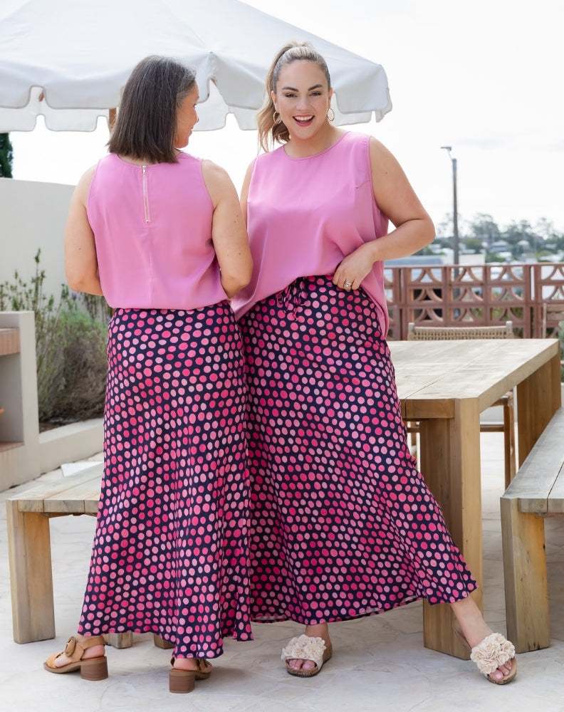Chloe Bias Skirt - Navy Spot