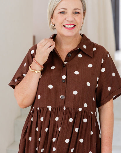 Amelia Dress - Chocolate Spot
