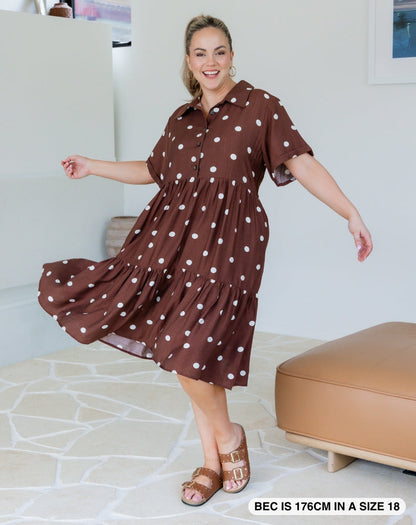 Amelia Dress - Chocolate Spot