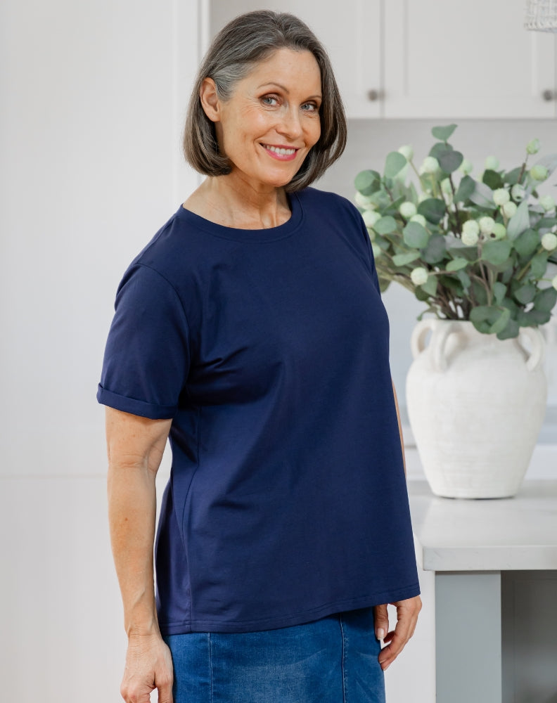 Cuff Tee - Navy