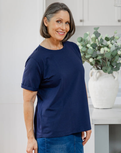 Cuff Tee - Navy