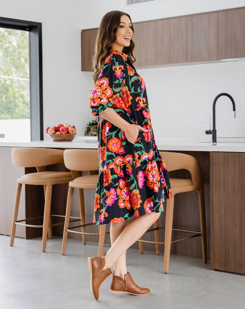 Carly Dress - Sunset Garden