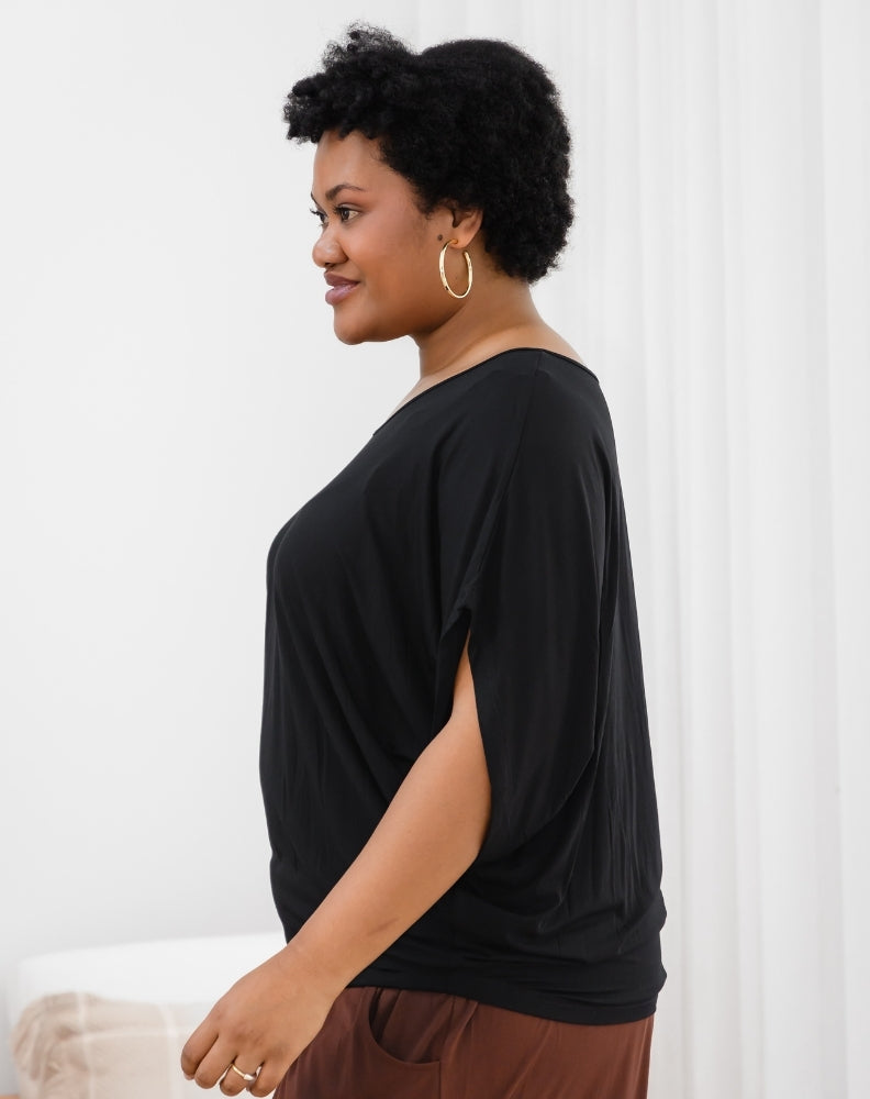 Bamboo Batwing Tee - Black