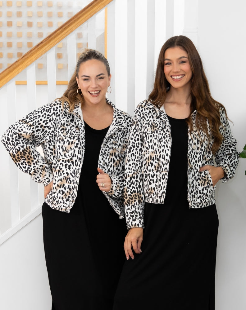 Frankie Jacket With Pockets - White Leopard