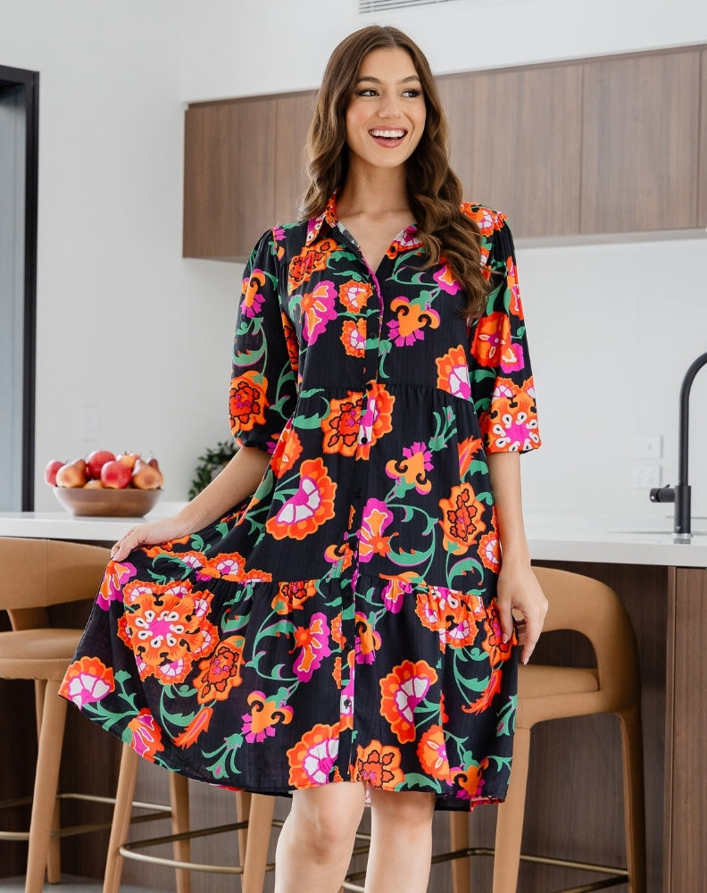 Carly Dress - Sunset Garden
