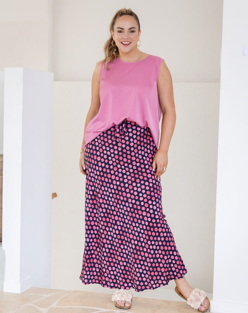 Chloe Bias Skirt - Navy Spot