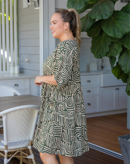 Pocket BabyDoll Dress - Sketch Print